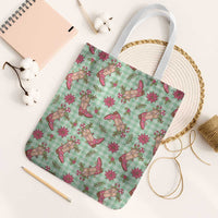 Green Paniolo Palaka Hawaiian Cowgirl Christmas Tote Bag - Polynesian Pride