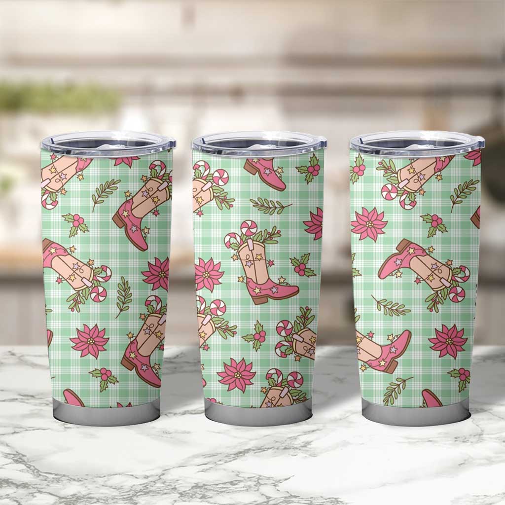 Green Paniolo Palaka Hawaiian Cowgirl Christmas Tumbler Cup LT9 - Polynesian Pride