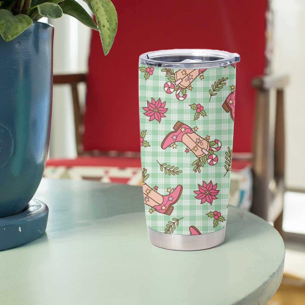Green Paniolo Palaka Hawaiian Cowgirl Christmas Tumbler Cup LT9 - Polynesian Pride