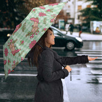 Green Paniolo Palaka Hawaiian Cowgirl Christmas Umbrella - Polynesian Pride
