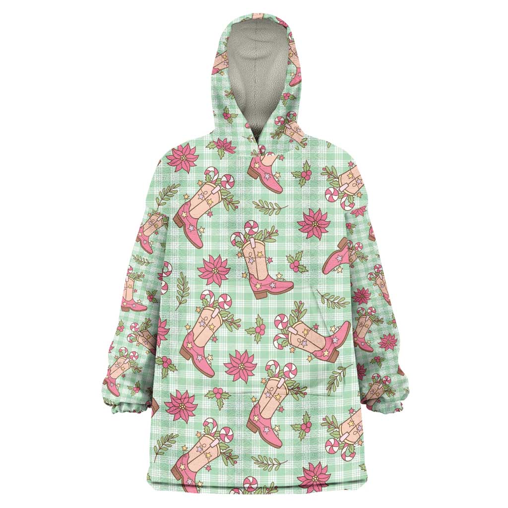 Green Paniolo Palaka Hawaiian Cowgirl Christmas Wearable Blanket Hoodie LT9 One Size Green - Polynesian Pride