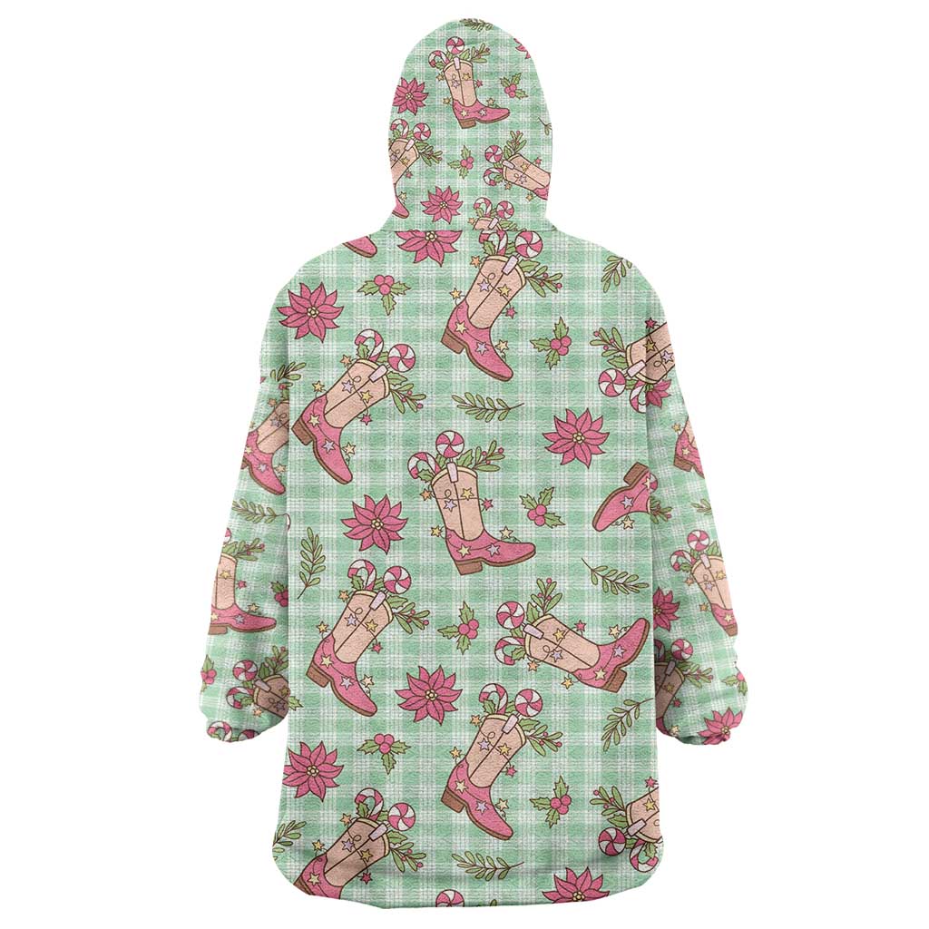 Green Paniolo Palaka Hawaiian Cowgirl Christmas Wearable Blanket Hoodie LT9 - Polynesian Pride
