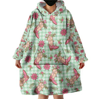 Green Paniolo Palaka Hawaiian Cowgirl Christmas Wearable Blanket Hoodie LT9 - Polynesian Pride