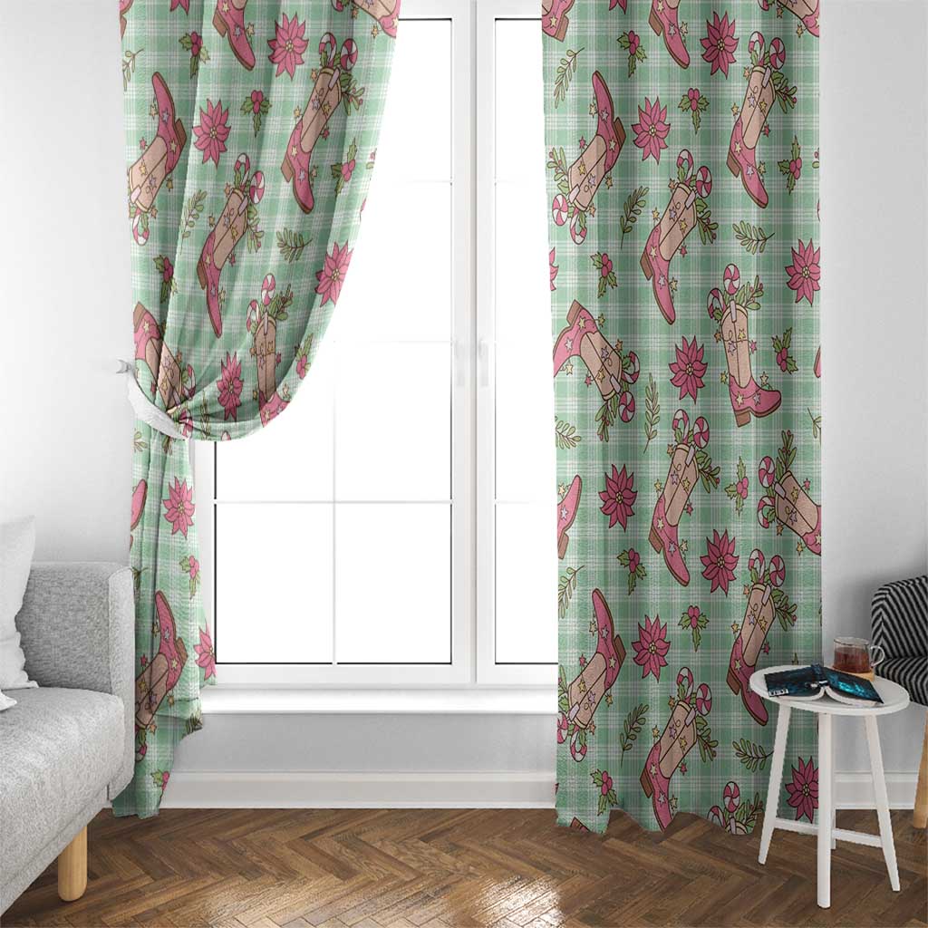 Green Paniolo Palaka Hawaiian Cowgirl Christmas Window Curtain - Polynesian Pride