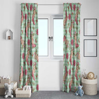 Green Paniolo Palaka Hawaiian Cowgirl Christmas Window Curtain - Polynesian Pride