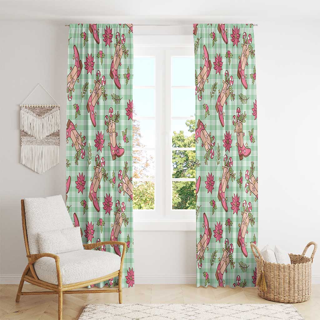 Green Paniolo Palaka Hawaiian Cowgirl Christmas Window Curtain - Polynesian Pride