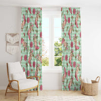 Green Paniolo Palaka Hawaiian Cowgirl Christmas Window Curtain - Polynesian Pride