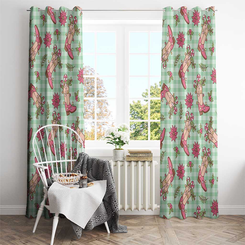 Green Paniolo Palaka Hawaiian Cowgirl Christmas Window Curtain - Polynesian Pride