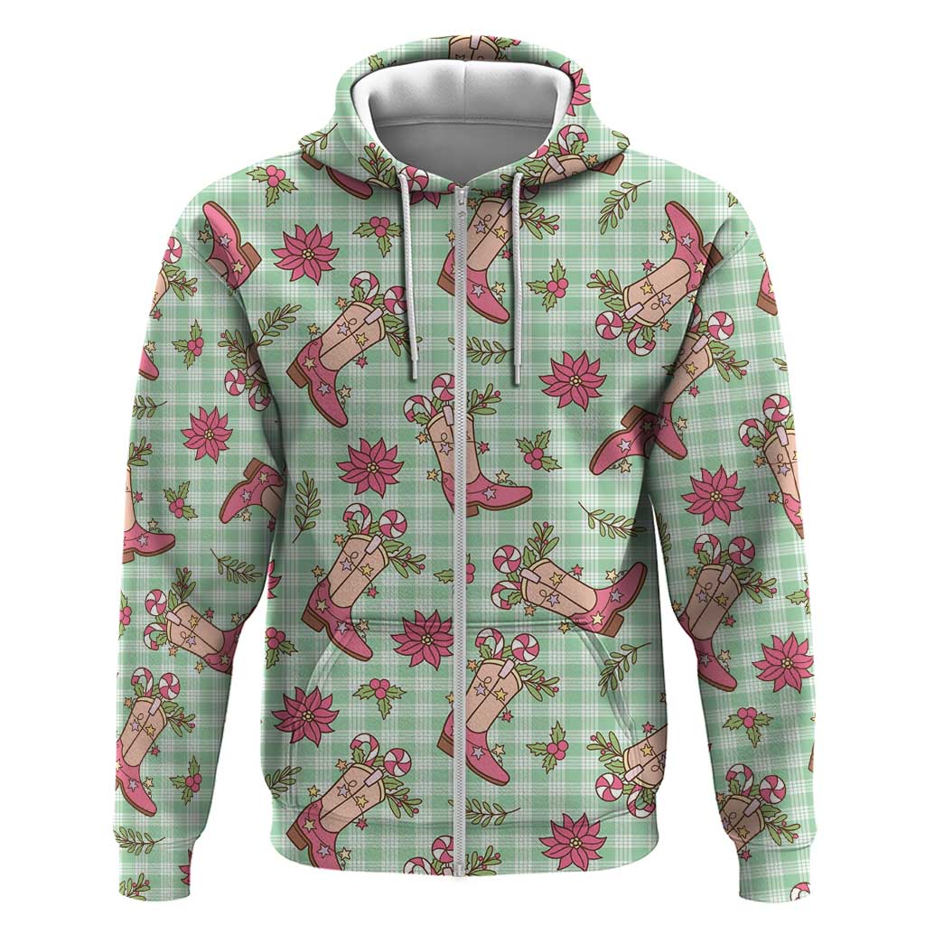 Green Paniolo Palaka Hawaiian Cowgirl Christmas Zip Hoodie LT9 Zip Hoodie Green - Polynesian Pride
