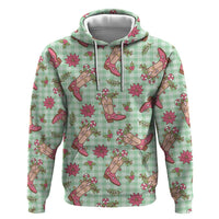 Green Paniolo Palaka Hawaiian Cowgirl Christmas Zip Hoodie LT9 Pullover Hoodie Green - Polynesian Pride