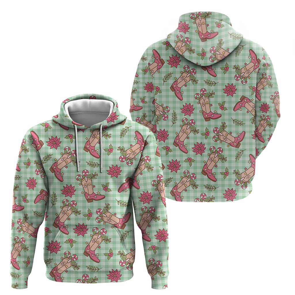 Green Paniolo Palaka Hawaiian Cowgirl Christmas Zip Hoodie LT9 - Polynesian Pride