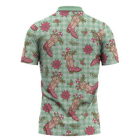 Green Paniolo Palaka Hawaiian Cowgirl Christmas Zipper Polo Shirt LT9 - Polynesian Pride