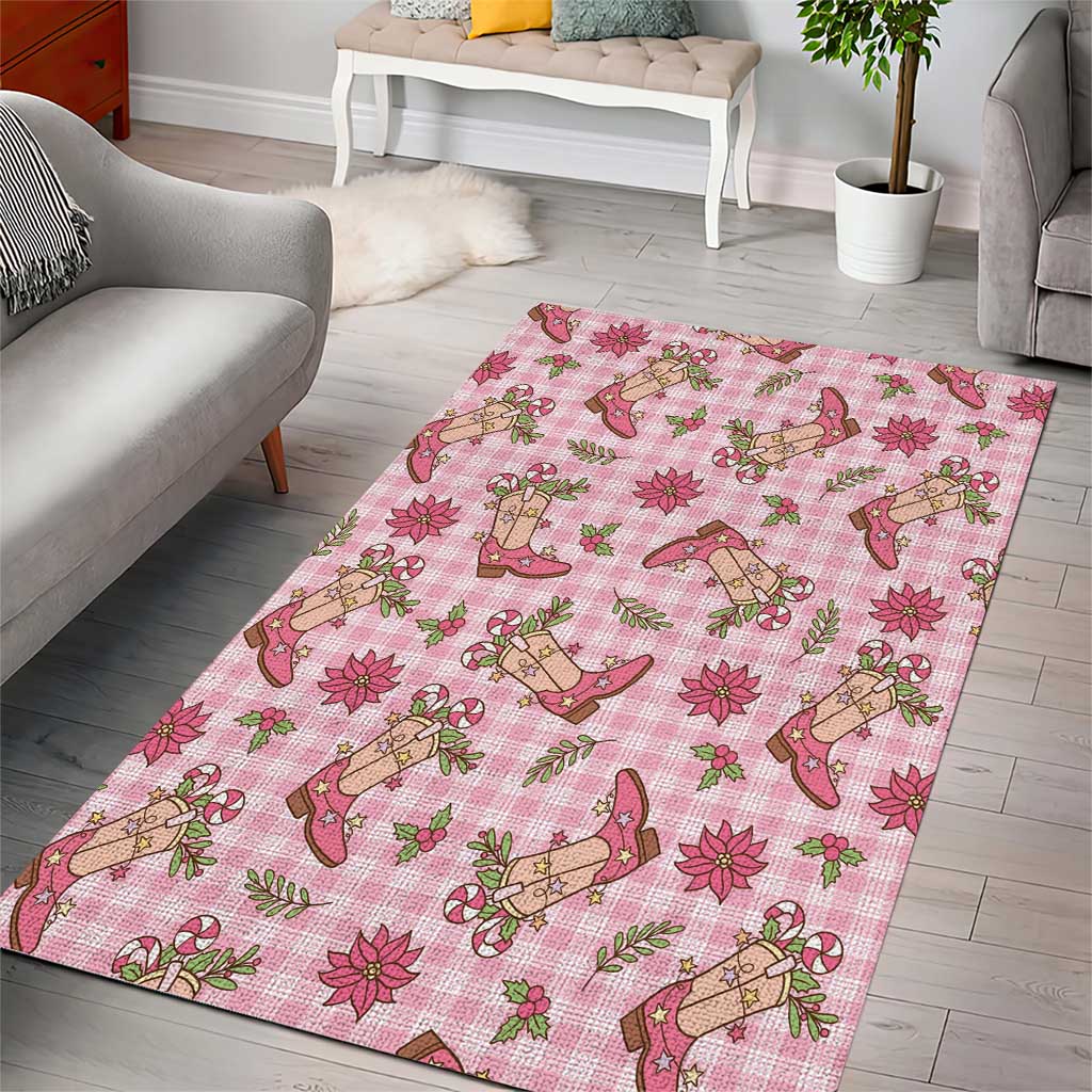 Pink Paniolo Palaka Hawaiian Cowgirl Christmas Area Rug LT9 - Polynesian Pride