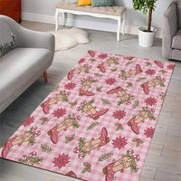 Pink Paniolo Palaka Hawaiian Cowgirl Christmas Area Rug LT9 - Polynesian Pride