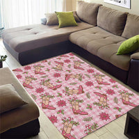 Pink Paniolo Palaka Hawaiian Cowgirl Christmas Area Rug LT9 - Polynesian Pride