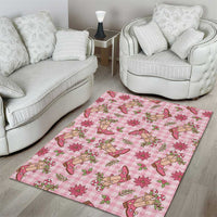 Pink Paniolo Palaka Hawaiian Cowgirl Christmas Area Rug LT9 - Polynesian Pride