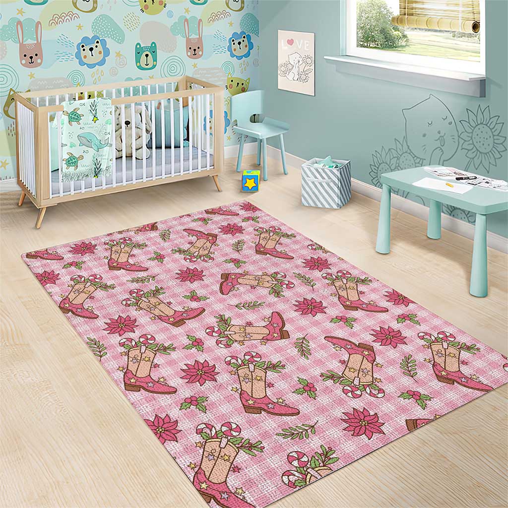 Pink Paniolo Palaka Hawaiian Cowgirl Christmas Area Rug LT9 - Polynesian Pride