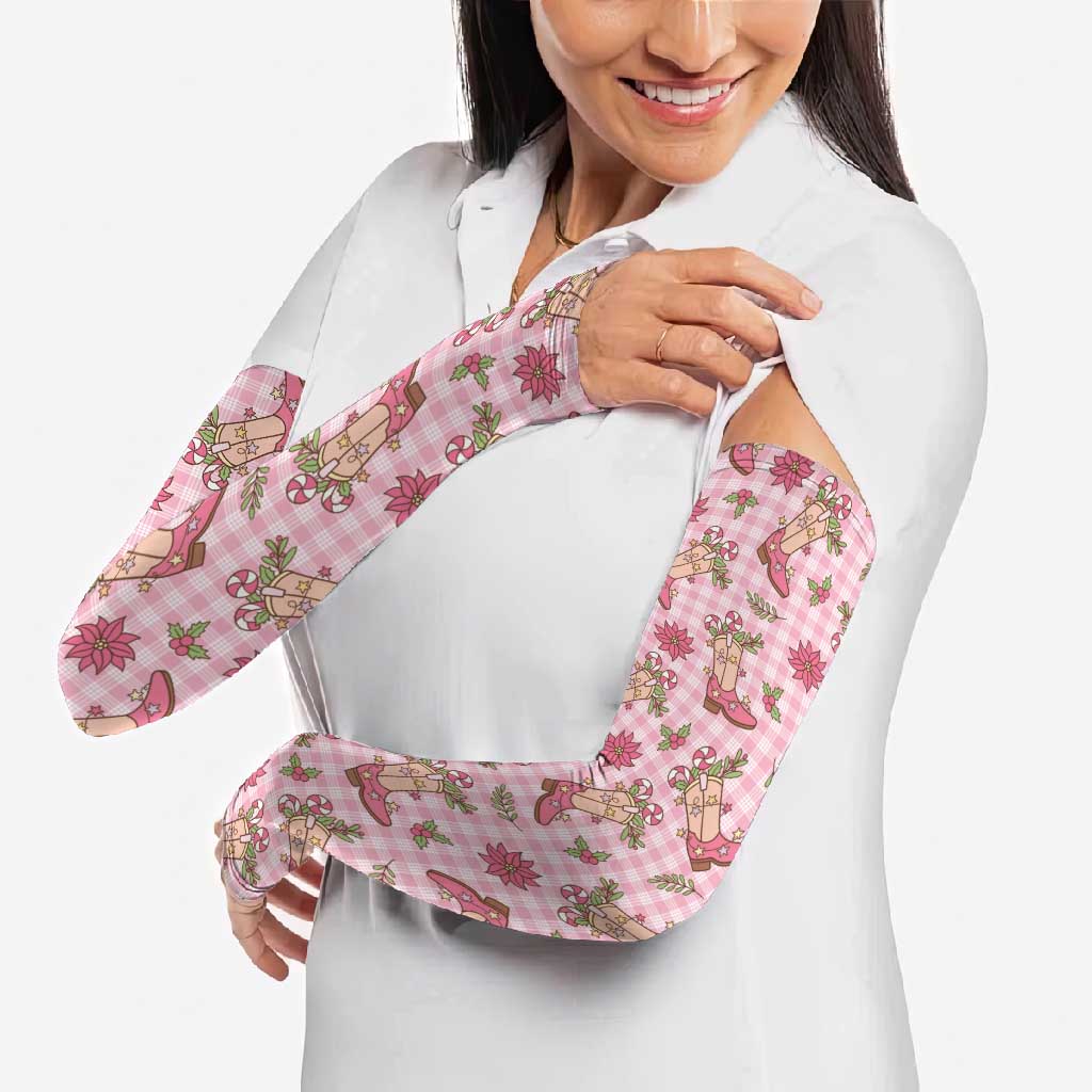 Pink Paniolo Palaka Hawaiian Cowgirl Christmas Arm Sleeves - Polynesian Pride