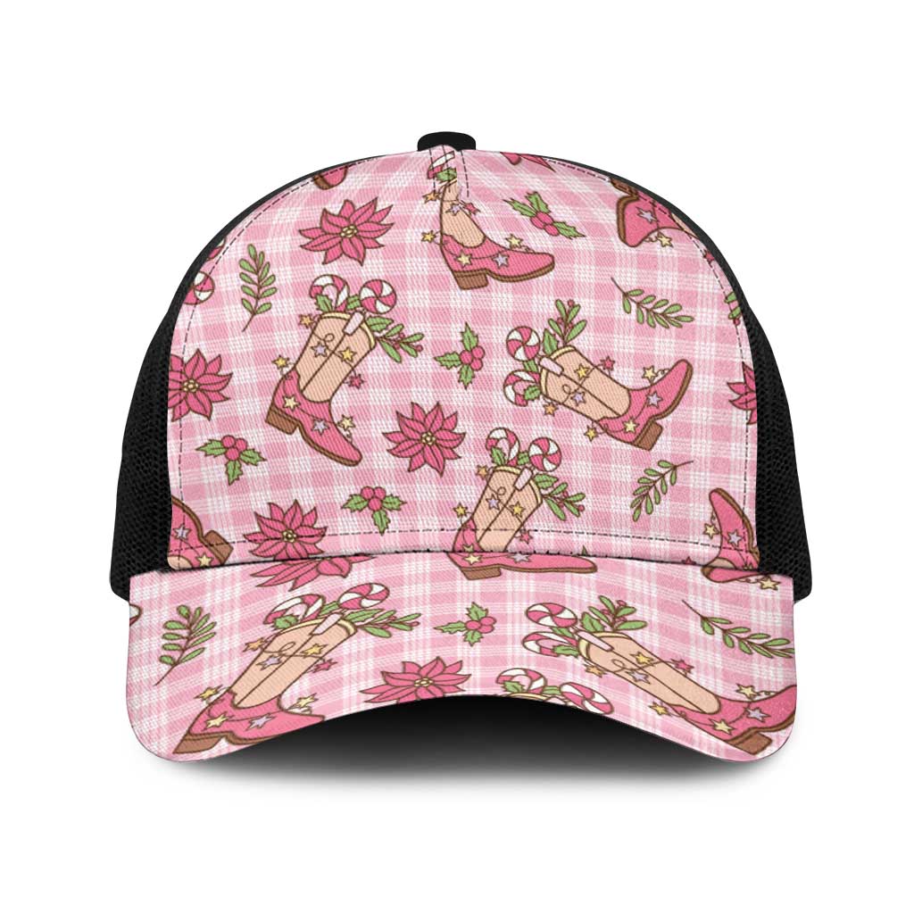 Pink Paniolo Palaka Hawaiian Cowgirl Christmas Baseball Net Cap - Polynesian Pride