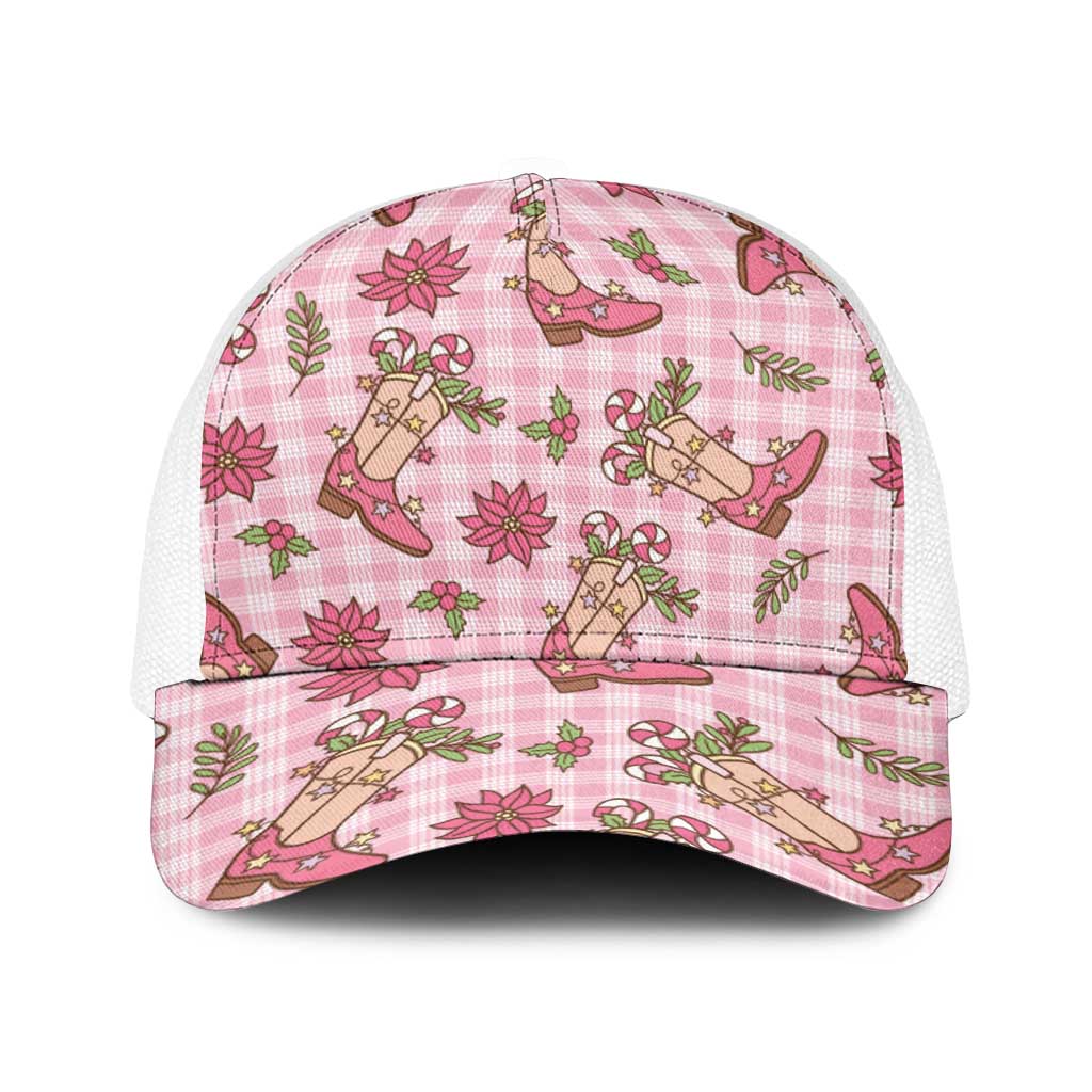 Pink Paniolo Palaka Hawaiian Cowgirl Christmas Baseball Net Cap - Polynesian Pride