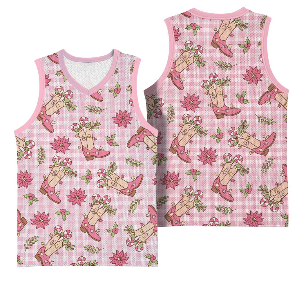 Pink Paniolo Palaka Hawaiian Cowgirl Christmas Basketball Jersey LT9 - Polynesian Pride