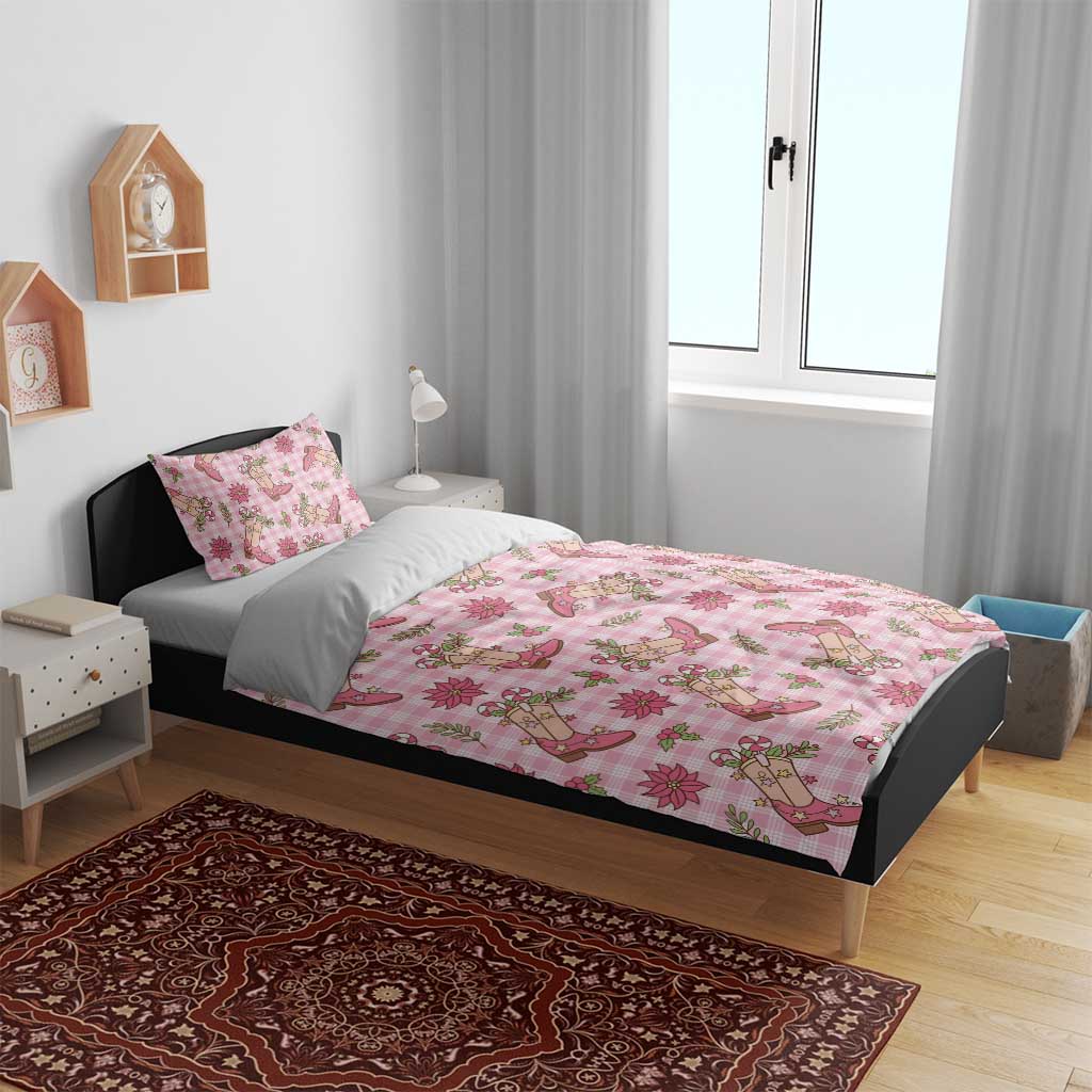 Pink Paniolo Palaka Hawaiian Cowgirl Christmas Bedding Set - Polynesian Pride