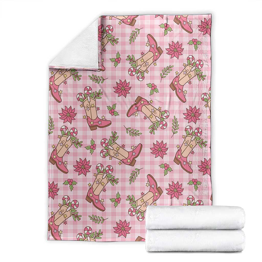 Pink Paniolo Palaka Hawaiian Cowgirl Christmas Blanket - Polynesian Pride