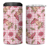 Pink Paniolo Palaka Hawaiian Cowgirl Christmas 4 in 1 Can Cooler Tumbler LT9 One Size: 16 oz Pink - Polynesian Pride