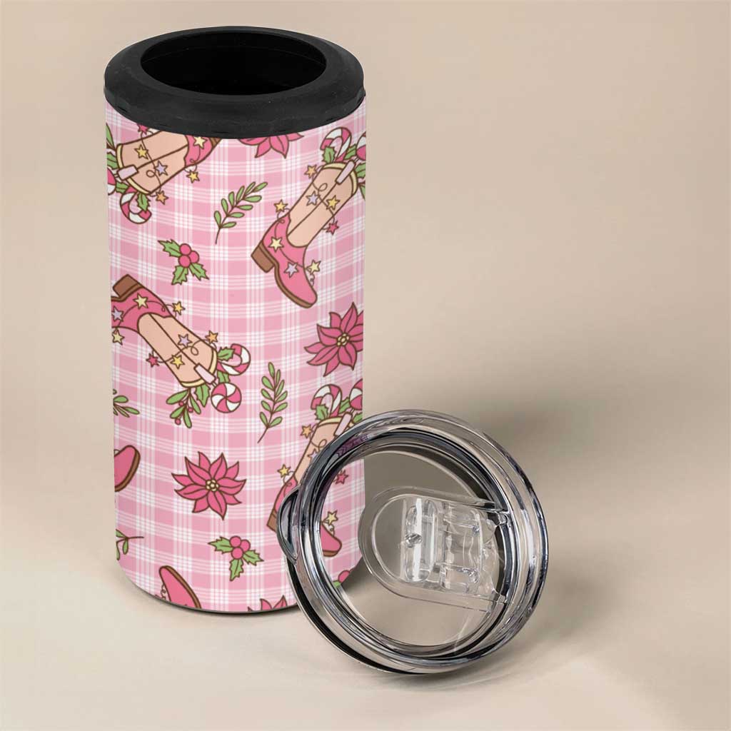 Pink Paniolo Palaka Hawaiian Cowgirl Christmas 4 in 1 Can Cooler Tumbler LT9 - Polynesian Pride