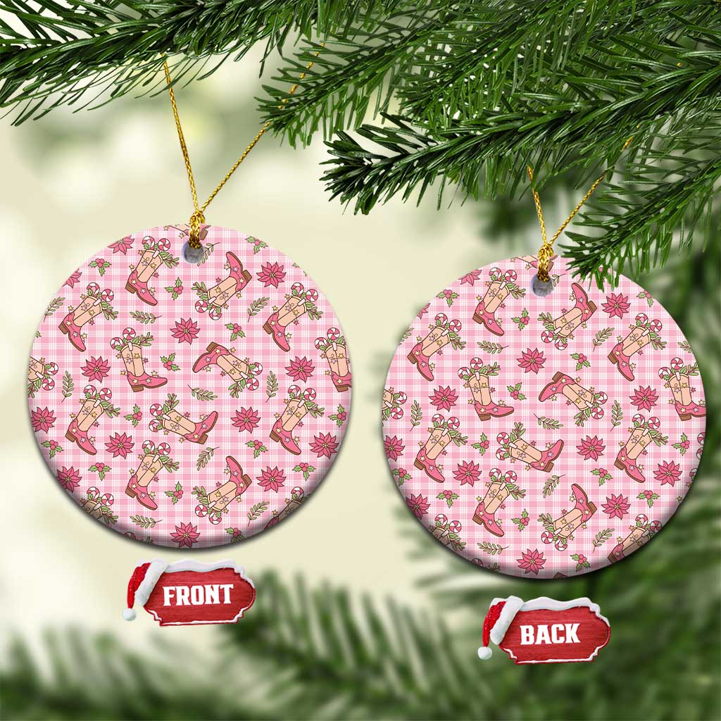 Pink Paniolo Palaka Hawaiian Cowgirl Christmas Ceramic Ornament - Polynesian Pride