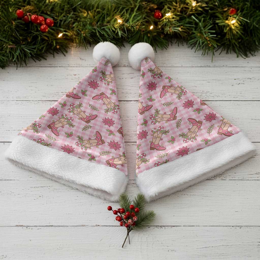 Pink Paniolo Palaka Hawaiian Cowgirl Christmas Santa Hat LT9 - Polynesian Pride