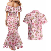 Pink Paniolo Palaka Hawaiian Cowgirl Christmas Couples Matching Mermaid Dress and Hawaiian Shirt LT9 - Polynesian Pride