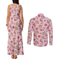 Pink Paniolo Palaka Hawaiian Cowgirl Christmas Couples Matching Tank Maxi Dress and Long Sleeve Button Shirt LT9 - Polynesian Pride