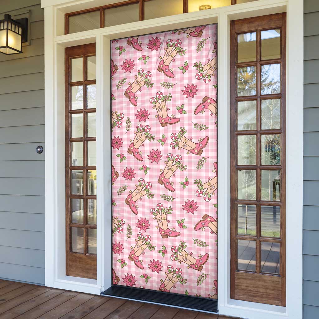 Pink Paniolo Palaka Hawaiian Cowgirl Christmas Door Cover LT9 - Polynesian Pride
