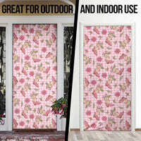 Pink Paniolo Palaka Hawaiian Cowgirl Christmas Door Cover LT9 - Polynesian Pride