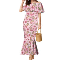 Pink Paniolo Palaka Hawaiian Cowgirl Christmas Family Matching Mermaid Dress and Hawaiian Shirt LT9 Mom's Dress Pink - Polynesian Pride