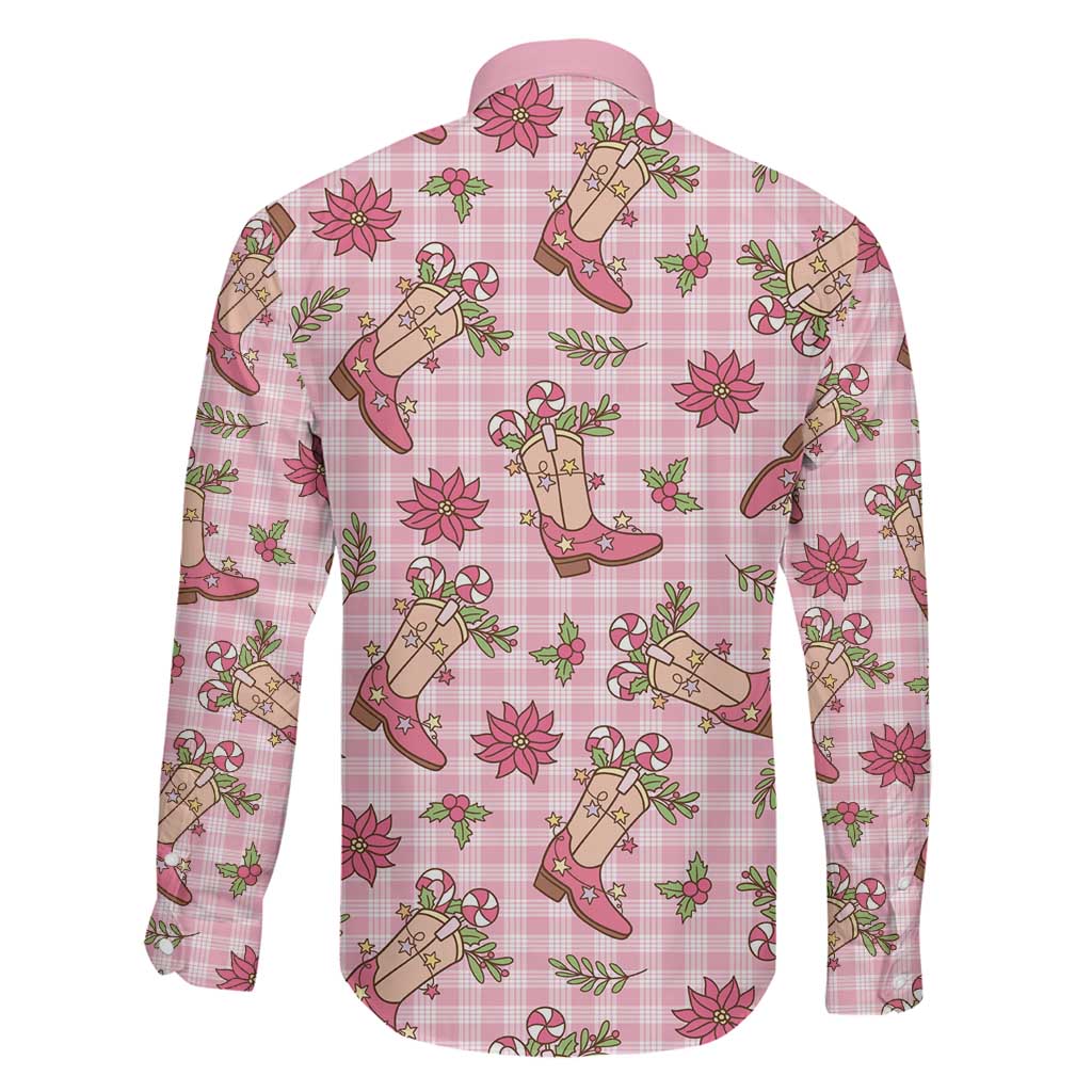 Pink Paniolo Palaka Hawaiian Cowgirl Christmas Family Matching Off Shoulder Short Dress and Hawaiian Shirt LT9 - Polynesian Pride