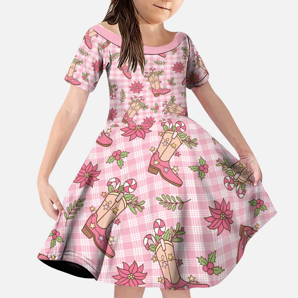 Pink Paniolo Palaka Hawaiian Cowgirl Christmas Family Matching Summer Maxi Dress and Hawaiian Shirt LT9 Daughter's Dress Pink - Polynesian Pride