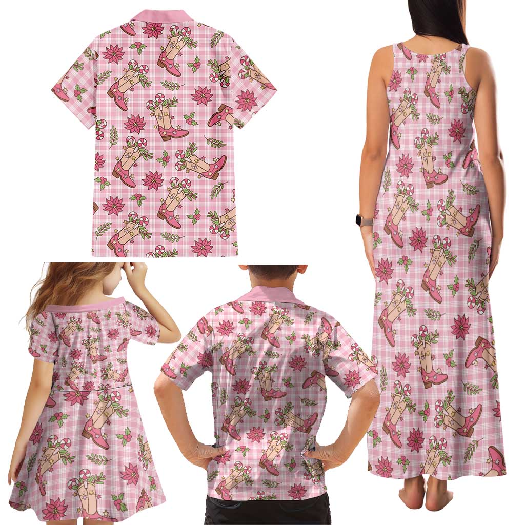 Pink Paniolo Palaka Hawaiian Cowgirl Christmas Family Matching Tank Maxi Dress and Hawaiian Shirt LT9 - Polynesian Pride