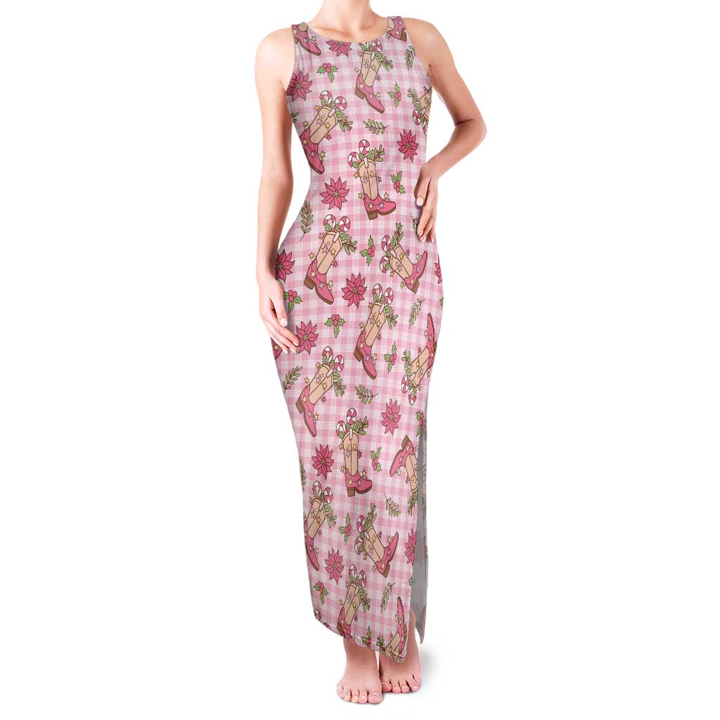Pink Paniolo Palaka Hawaiian Cowgirl Christmas Family Matching Tank Maxi Dress and Hawaiian Shirt LT9 Mom's Dress Pink - Polynesian Pride