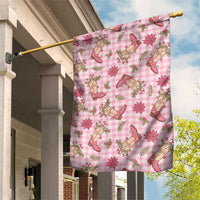 Pink Paniolo Palaka Hawaiian Cowgirl Christmas Garden Flag - Polynesian Pride