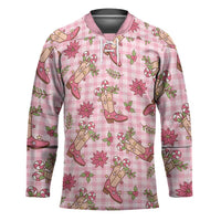 Pink Paniolo Palaka Hawaiian Cowgirl Christmas Hockey Jersey LT9 Unisex Pink - Polynesian Pride