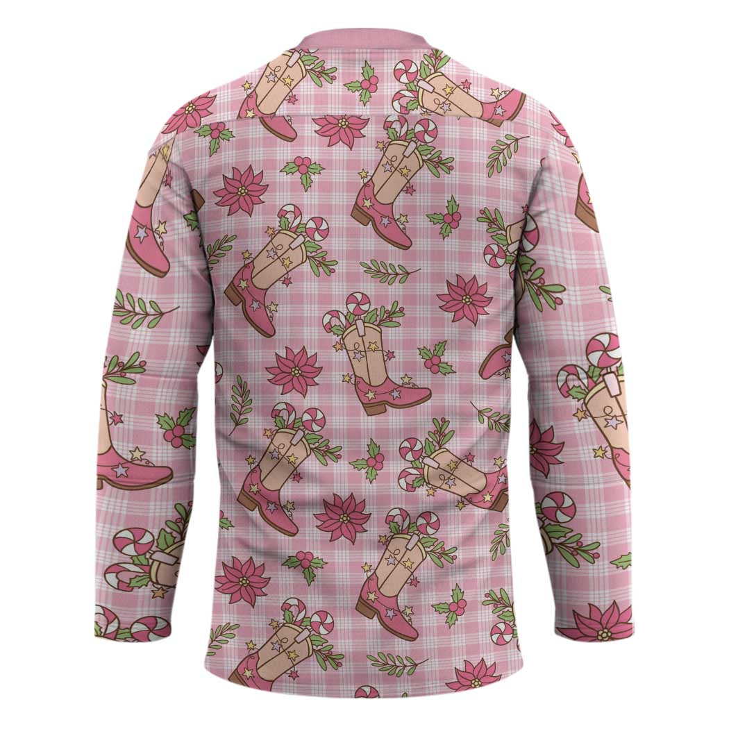 Pink Paniolo Palaka Hawaiian Cowgirl Christmas Hockey Jersey LT9 - Polynesian Pride