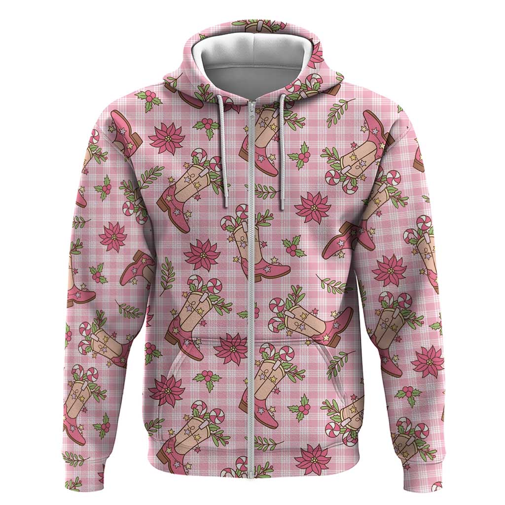 Pink Paniolo Palaka Hawaiian Cowgirl Christmas Hoodie LT9 Zip Hoodie Pink - Polynesian Pride