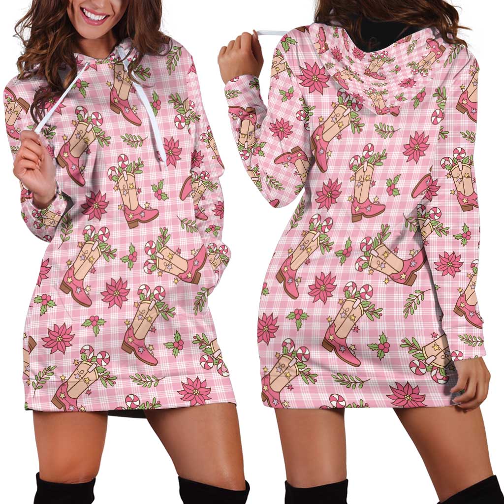 Pink Paniolo Palaka Hawaiian Cowgirl Christmas Hoodie Dress LT9 - Polynesian Pride