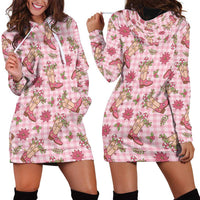 Pink Paniolo Palaka Hawaiian Cowgirl Christmas Hoodie Dress LT9 - Polynesian Pride