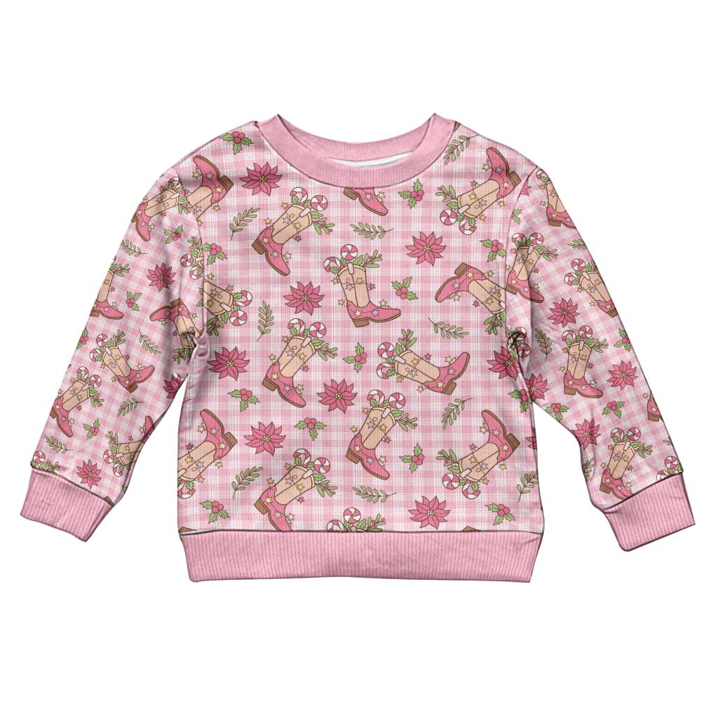 Pink Paniolo Palaka Hawaiian Cowgirl Christmas Kid Ugly Christmas Sweater - Polynesian Pride