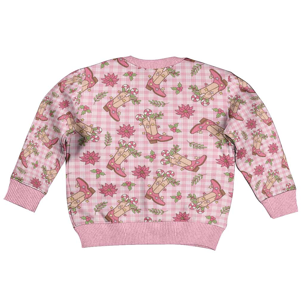 Pink Paniolo Palaka Hawaiian Cowgirl Christmas Kid Ugly Christmas Sweater LT9 - Polynesian Pride
