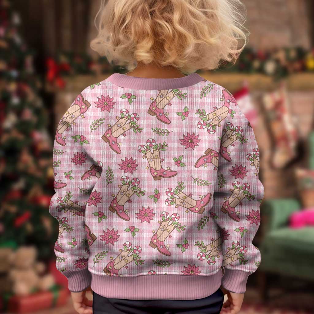 Pink Paniolo Palaka Hawaiian Cowgirl Christmas Kid Ugly Christmas Sweater LT9 - Polynesian Pride