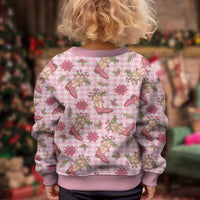 Pink Paniolo Palaka Hawaiian Cowgirl Christmas Kid Ugly Christmas Sweater LT9 - Polynesian Pride